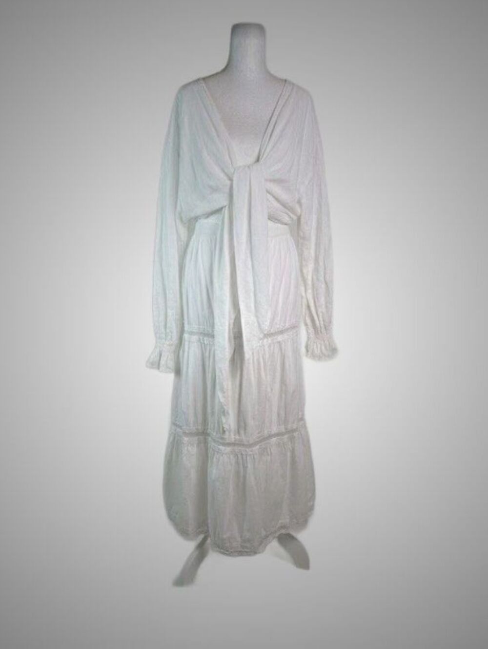 Vintage Avenue White Cottagecore Tiered Maxi Skirt Boho Fairy peasant Sz 18/20